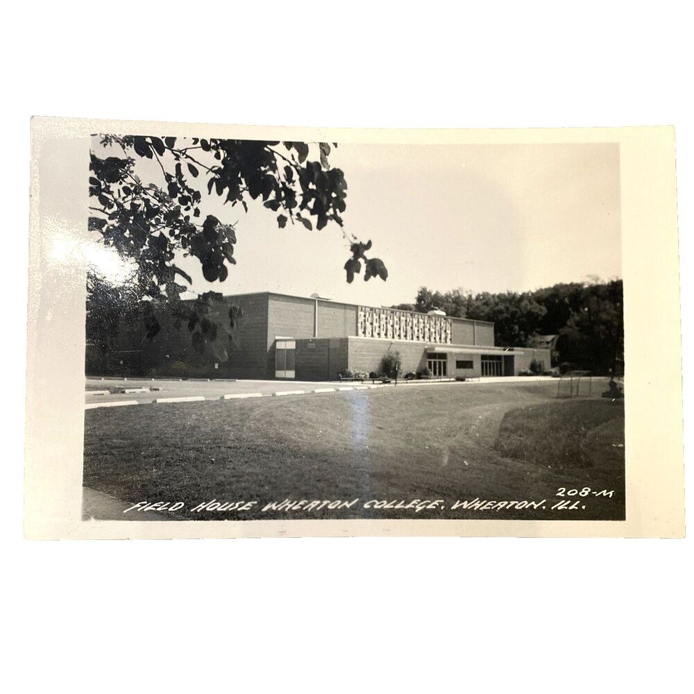 Wheaton College Field House RPPC 1963 Wheaton IL Real Photo Postcard Cook Unpost